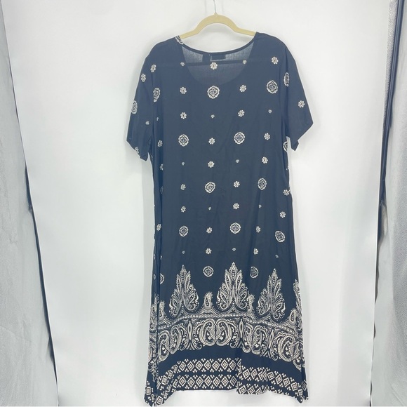 PHASES Black & White Floral Embellished short sleeve Dress SIZE XL - NEW - Picture 5 of 11